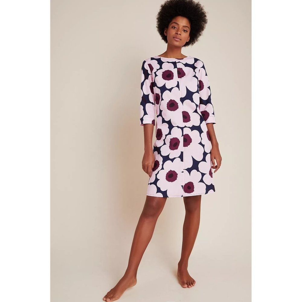 NWOT Marimekko Pink and Black Floral Mini Dress